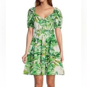 antonio melani paola jungle tropical print v-neck short sleeve dress